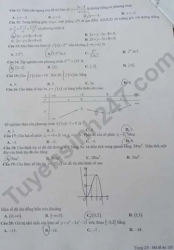 Đề thi thử tốt nghiệp THPT môn Toán - Sở GD Bắc Giang 2024

