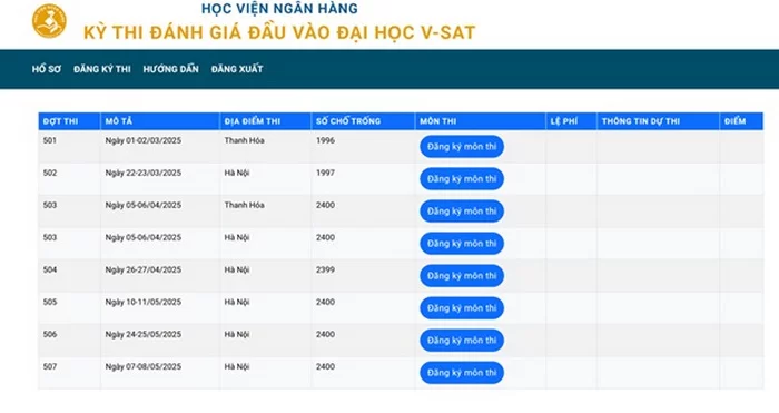 Học viện Ngân hàng hướng dẫn đăng ký thi V-SAT năm 2025